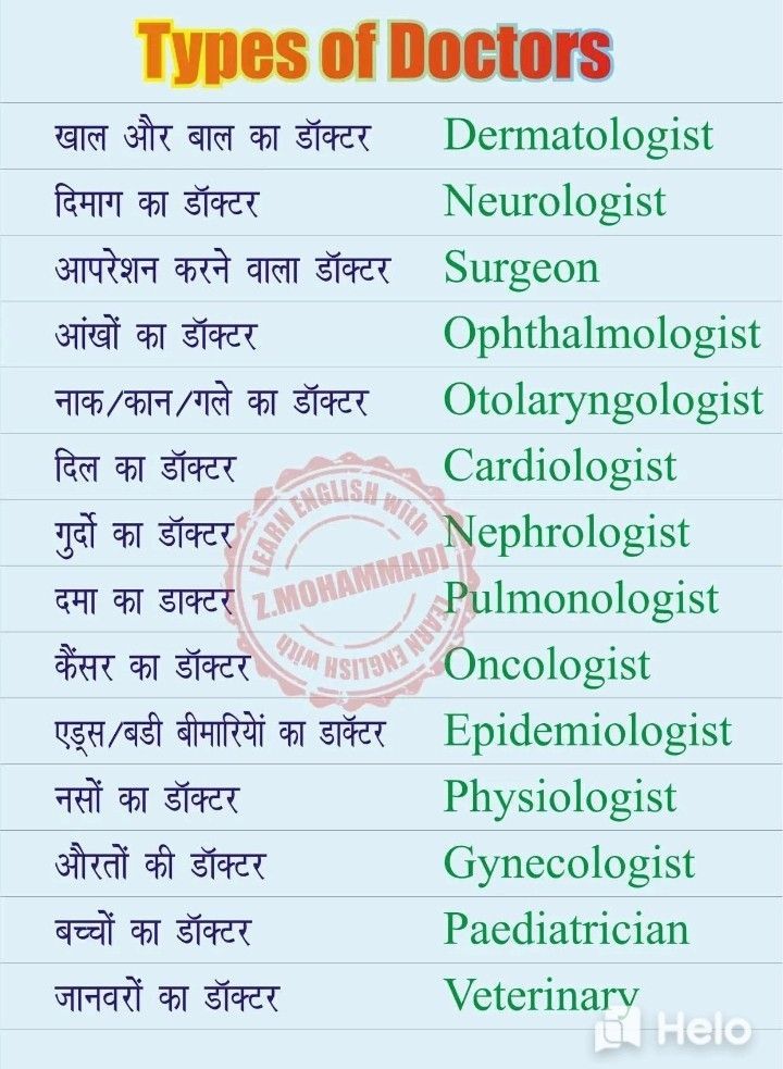 the types of doctors in india