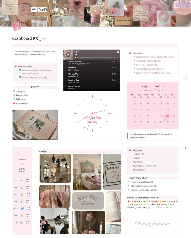 the website is full of pink and white images