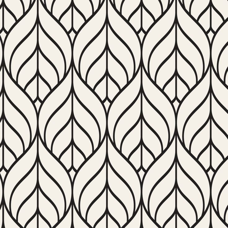 an abstract black and white wallpaper with wavy lines in the shape of leaves on it