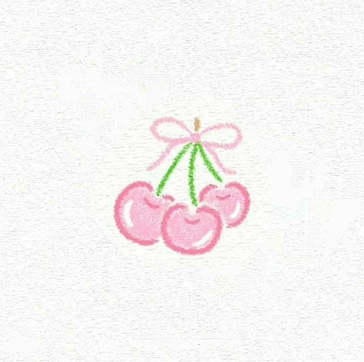 a drawing of cherries with a bow on top