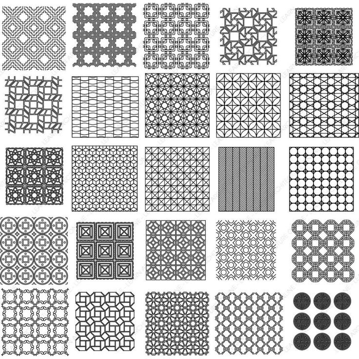 a set of nine different patterns in black and white, each with an individual's own design