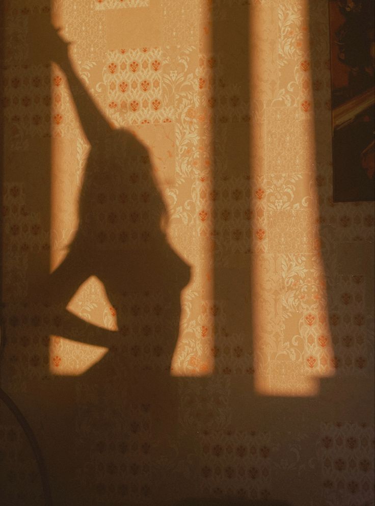 the shadow of a person standing in front of a window