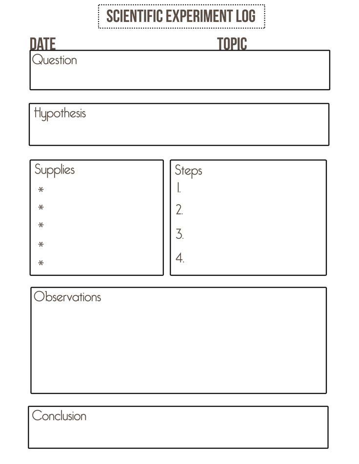 the scientific experiment worksheet is shown in black and white, with two lines on each