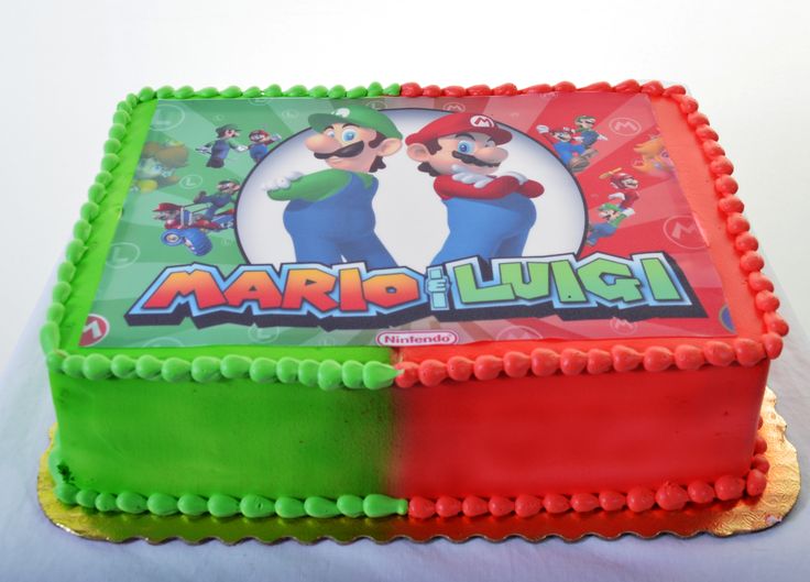 there is a cake that looks like mario and luigi are on the same sheet as each other