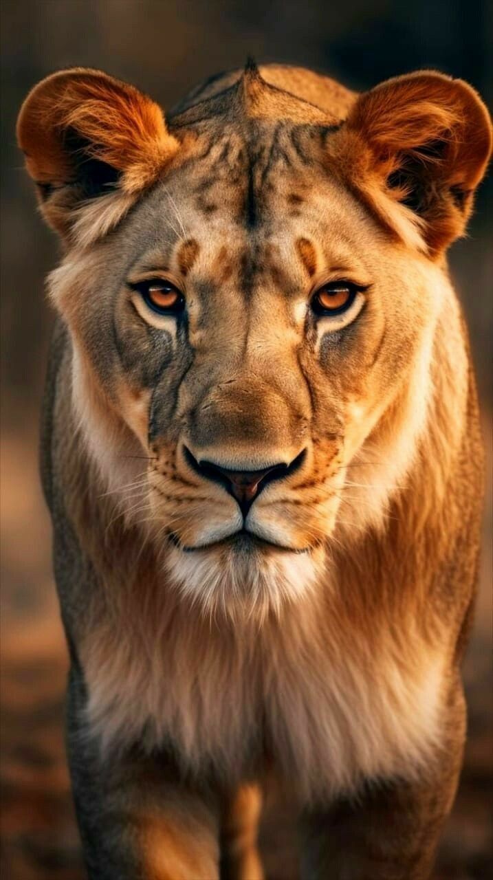 a close up of a lion on a dirt ground