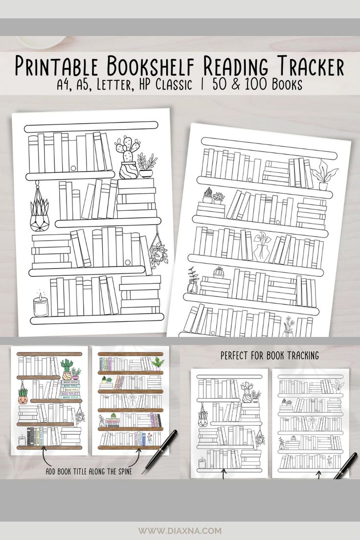 printable bookshelf reading tracker for kids and adults with instructions to help them learn how