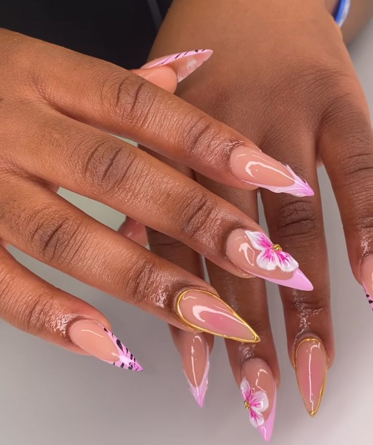 Graduation Nails Acrylic, Pink Stiletto Nails, Acrylic Nails Stiletto, Stilleto Nails Designs, Acrylic Toe Nails, Graduation Nails, Fancy Nails Designs, Girly Acrylic Nails, Vibrant Nails