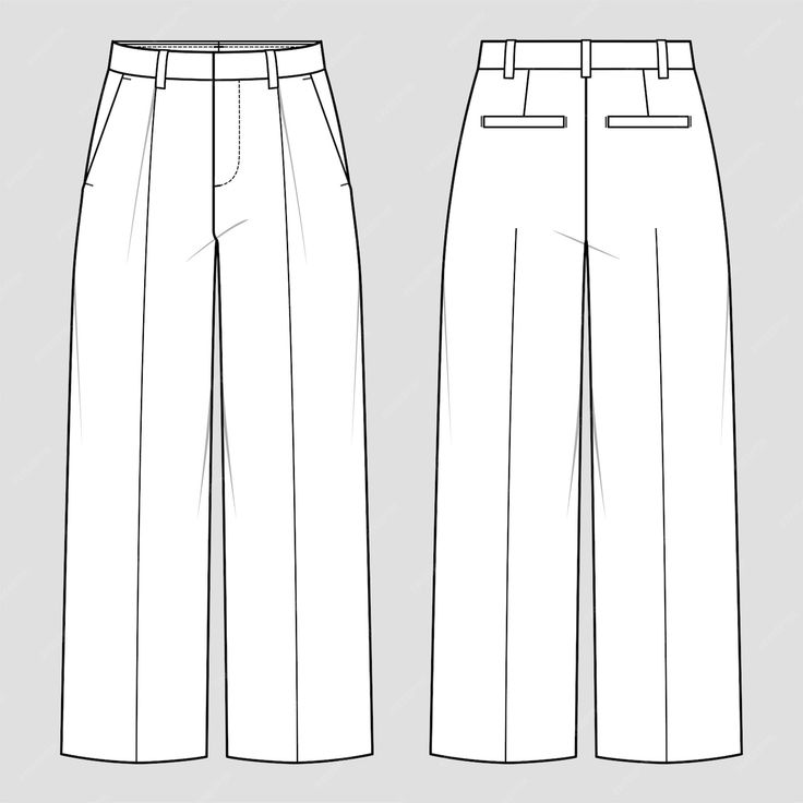 Pants Sketch Fashion Illustrations, Trouser Technical Drawing, Trousers Drawing, Jeans Drawing, Pants Drawing, Clothing Templates, Flat Drawings, Flat Sketches, Cad File