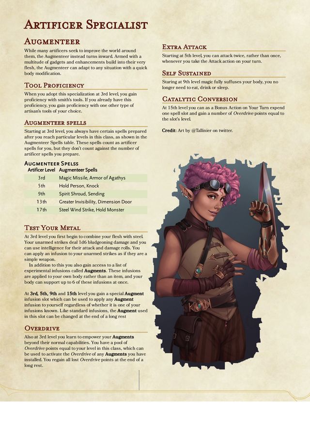 an image of a page with information about the character