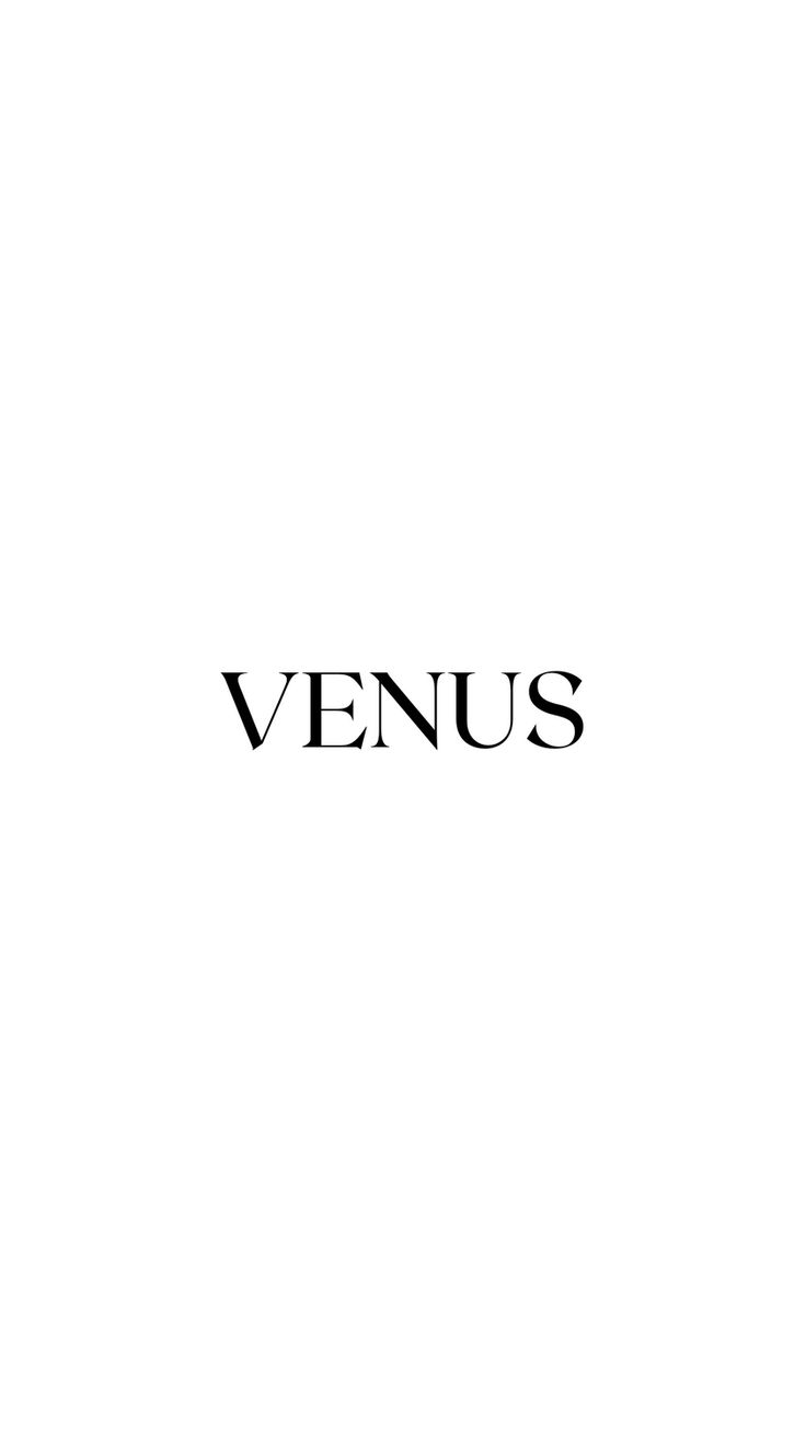 the word venus written in black on a white background