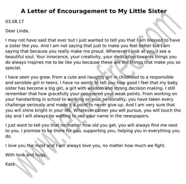 a letter to a little sister from her mother