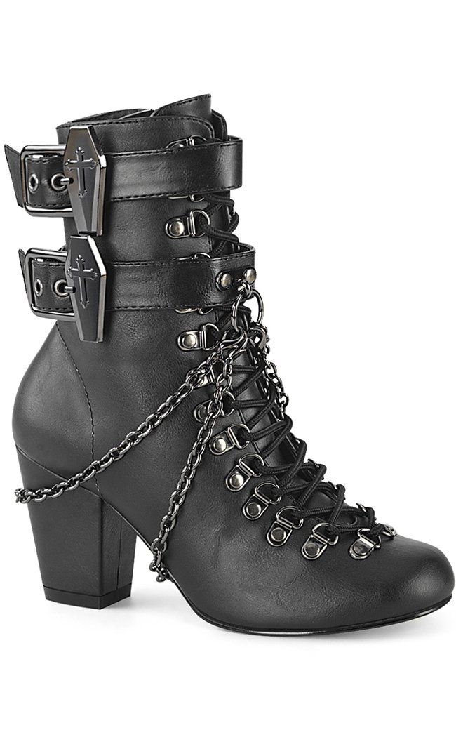 VIVIKA-128 Black Vegan Ankle Boots-Demonia-Tragic Beautiful Vampire Vibes, Black Lace Boots, Demonia Boots, Victorian Boots, Goth Boots, Demonia Shoes, Dr Shoes, Victorian Goth, Black Vegan