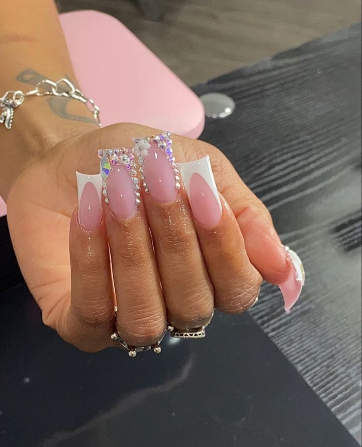 Acrylic Toe Nails, Duck Nails, Colored Acrylic Nails, Girly Acrylic Nails, French Tip Acrylic Nails, Acrylic Nails Designs, Baddie Nails, Short Square Acrylic Nails, Acrylic Nails Coffin Pink