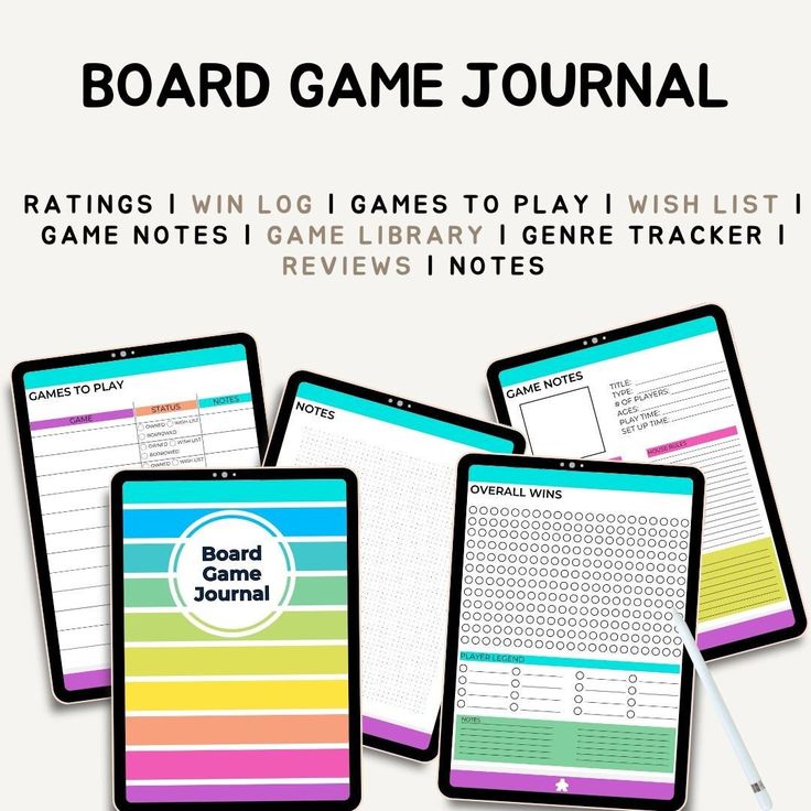 the board game journal is open and ready to be used as a printable activity