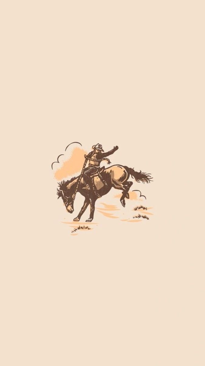 a drawing of a man riding on the back of a horse in an open field