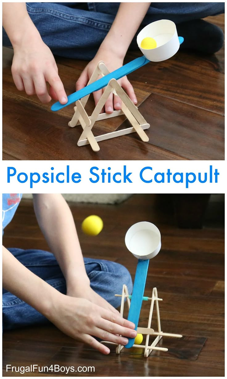 this popsicle stick catapult is perfect for kids to play with