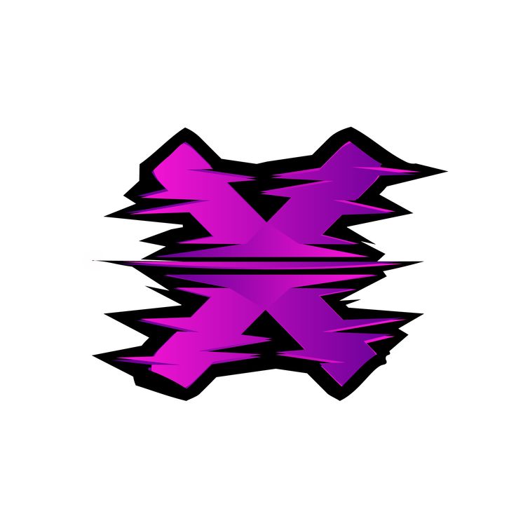 an abstract purple and black design on a white background with the letter x in it's center