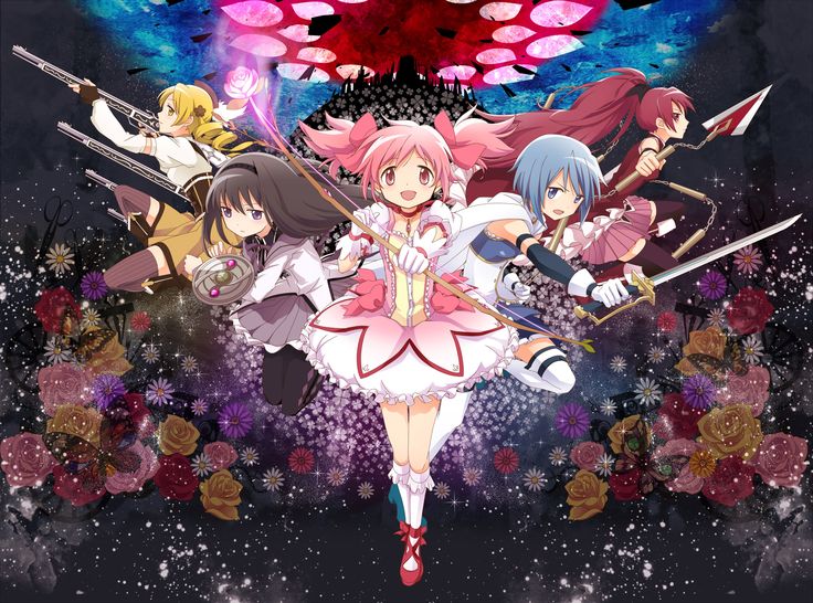 Anime - Puella Magi Madoka Magica  Sayaka Miki Mami Tomoe Kyōko Sakura Madoka Kaname Homura Akemi Wallpaper Madoka Magica Wallpaper, Kyoko Sakura, Retina Wallpaper, Magica Madoka, Mahō Shōjo Madoka Magica, Madoka Kaname, Sayaka Miki, Homura Akemi, Magia Record