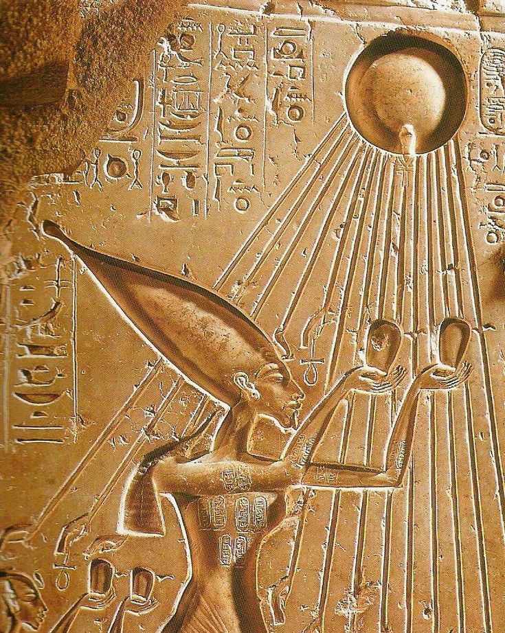 an egyptian relief depicting the sun god horus