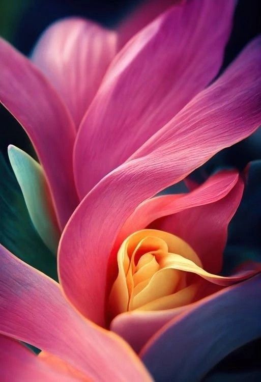 a pink flower with yellow stamen in the center