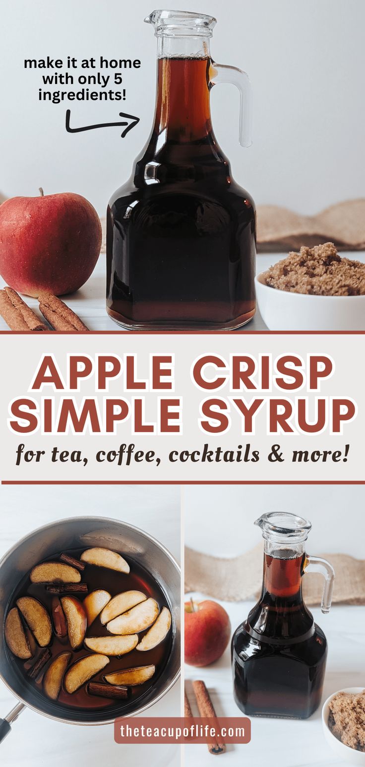 apple crisp simple syrup for tea, coffee, cocktails and more with instructions to make it at home