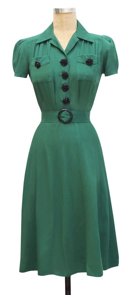 * Love the color 1940s Inspired Dress, Trashy Diva, Fashion 1940s, Dresses 40s, Shirtwaist Dress, 40s Fashion, 1940s Dresses, 1940s Fashion, Moda Vintage