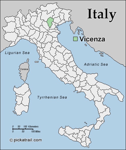 a map of italy showing the towns and roads