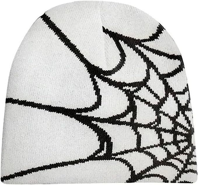 Spider Web Beanie, Web Beanie, Y2k Beanie, Gothic Spider, Spider Pattern, Y2k Accessories, Wool Caps, Slouch Beanie, Mens Beanie