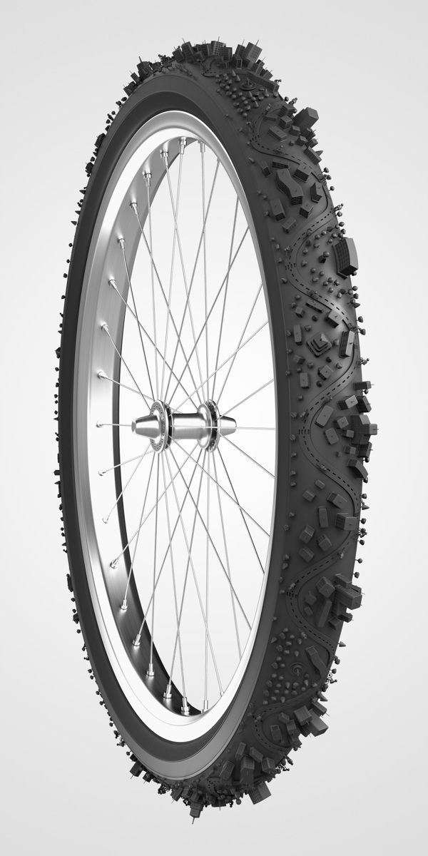 an image of a bicycle tire with spokes and tires on it's side