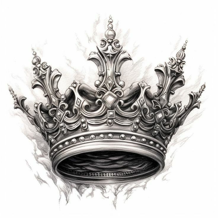 a drawing of a crown on fire