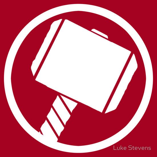 an image of a hammer in a circle with the word luke stevens written below it