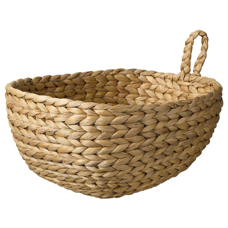 a large woven basket with handles is shown on a white background for use as a wall hanging