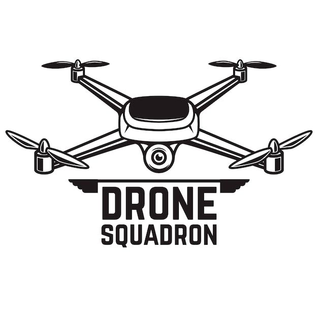 a black and white logo with the words drone squadron on it