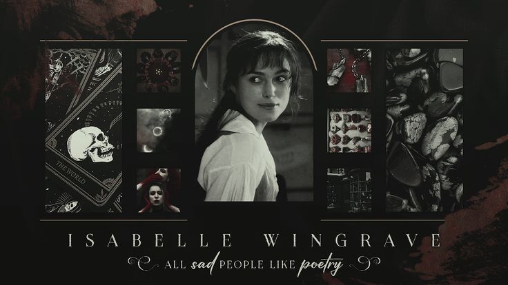 an image of a woman in black and white with the words isabella winggrave on it