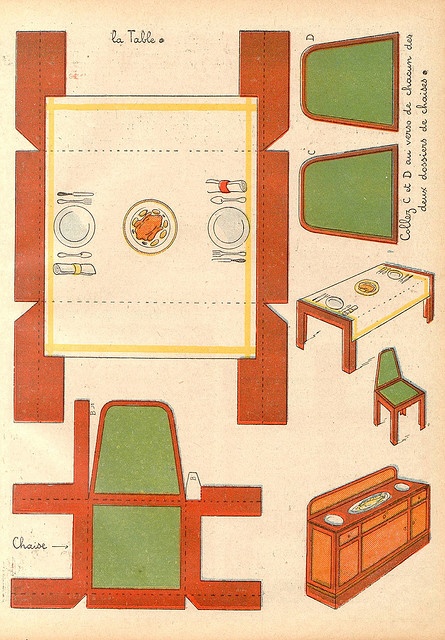 an old fashion drawing of furniture from the 1950's