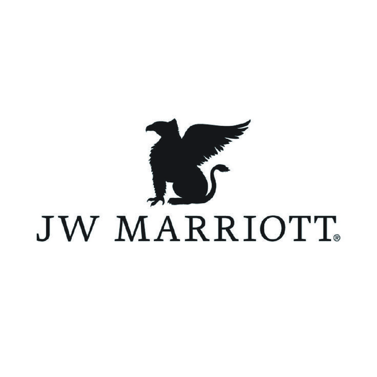 the jw marriot logo with an eagle on it's back end