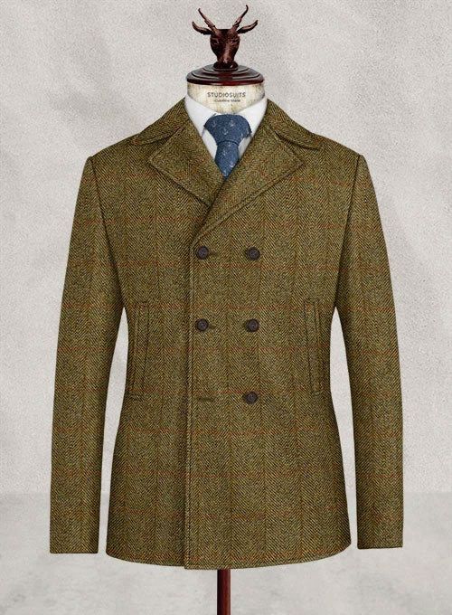 Make a debonair style statement in the Harris Tweed Country Brown Check Pea Coat. Crafted from wool, the check fabric brings an extra dose of interest giving a unique flair to the classic style. 
 
 Look Includes  Harris Tweed Country Brown Check Fabric  Faux Horn Brown Buttons  Side Pockets   You can change the look by changing the options. 
 
Lining: 100% Viscose, Dry Clean. Look Work, Herringbone Fabric, Vintage Inspired Outfits, Check Fabric, Harris Tweed, Inspired Outfits, Pea Coat, Style Statement, Fashion Sewing