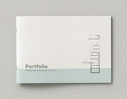 the front cover of a brochure for portfolio, with a line drawing on it