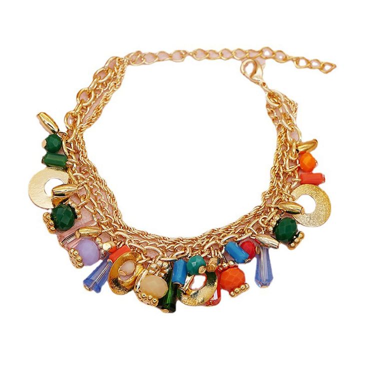 PRICES MAY VARY. The combination of handmade sequins and gold chains makes your eyes shine bracelet that features assorted colors of plastic and glass beads. Size:Length：16+6cm， suitable for both man and woman,do not worry about size Perfect Jewelry Gift: Expand women's fashion wardrobe with a classic and timeless style. Can be used as a special gift for Mother's Day, birthdays, business gifts, weddings, anniversaries, Valentine's Day, or Christmas.First day of school or graduation gift A Set Of Statement Bracelets, Crystal Fashion, Gold Bracelets, Bracelets Jewelry, Statement Bracelet, Colorful Bracelets, Colorful Boho, Glass Crystal, Bracelet For Women