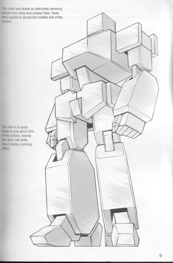 a black and white drawing of a robot with cubes on it's back