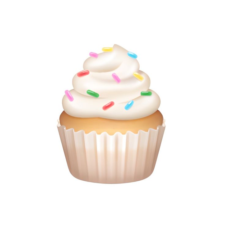 a cupcake with white frosting and sprinkles on it's top