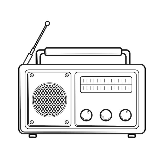 an old fashioned radio with antenna on the top, black and white illustration stock photo