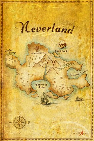 Neverland map to frame Neverland Map, Peter Pan Neverland, Peter Pan Nursery, Deco Disney, Peter Pan Party, Second Star To The Right, Images Disney, Never Grow Up, Tinker Bell