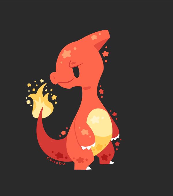 a red dinosaur with stars on it's back and its mouth open, standing in front of a black background