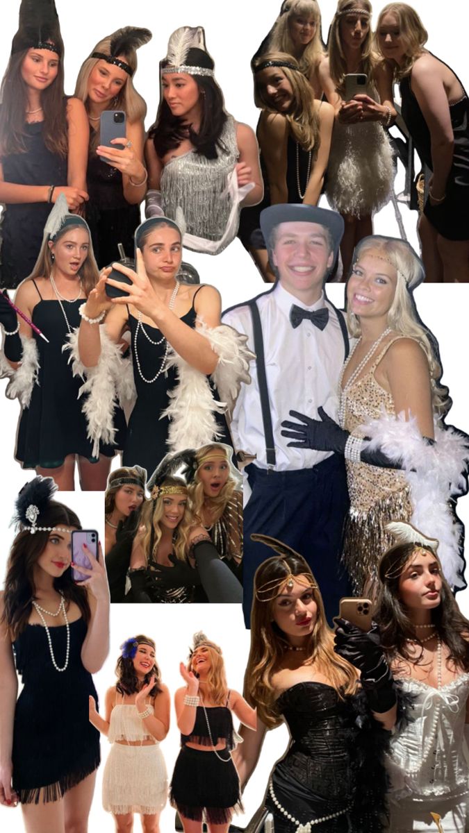 a collage of people dressed up in costumes