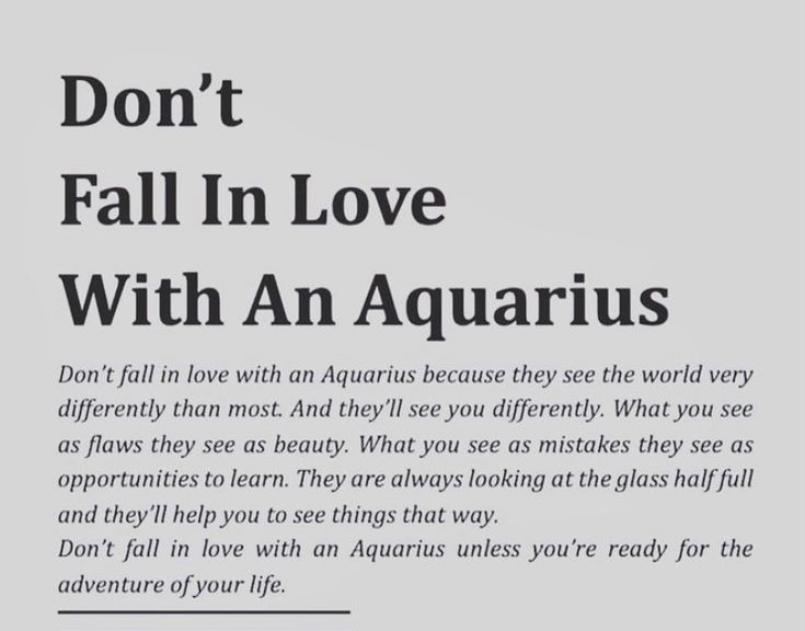 an ad for aquarius with the caption don't fall in love with an aquarius