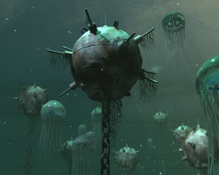 an underwater scene with jellyfish and other sea creatures