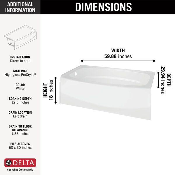 an image of a bathtub with measurements for the size and width, as well as instructions