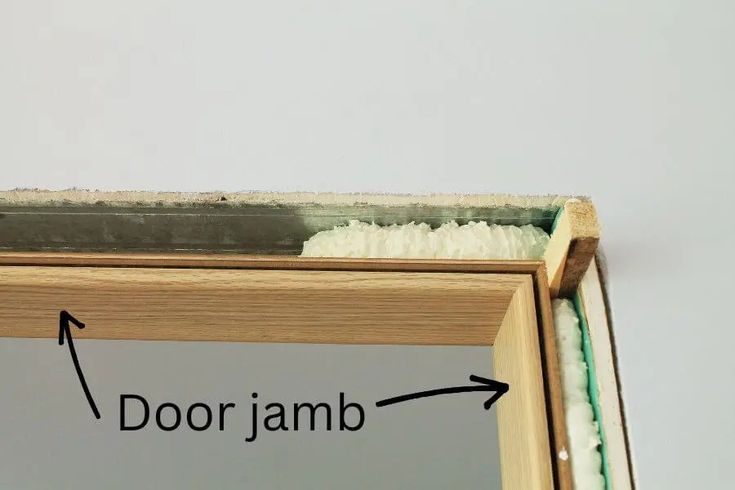 a door jamb with an arrow pointing to it