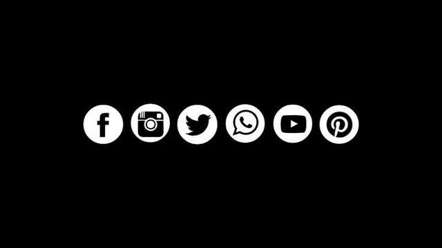 white social media icons on black background